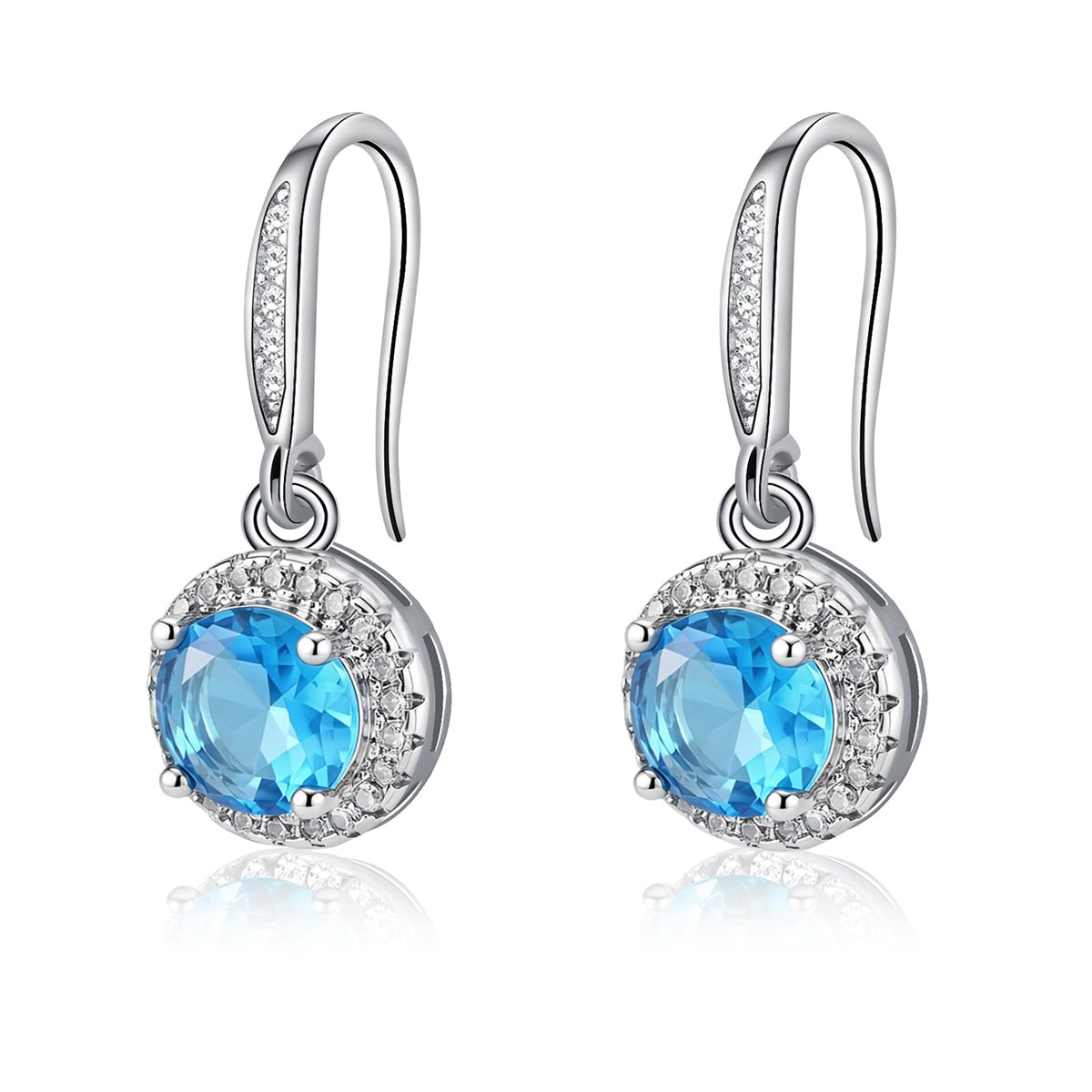 Birthstone Drop Earrings for Women, Silver Plated Dangle Earrings