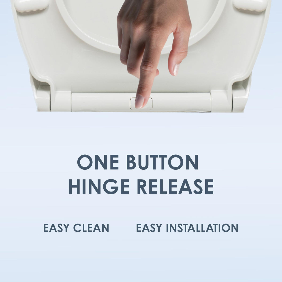AQUALONA® Premium Thermoplastic Toilet Seat Soft Close Hardwearing Seat with Two Button Hinge Release D Shaped Easy to Clean Simple Installation Top and Bottom Fittings (White - D Shape)