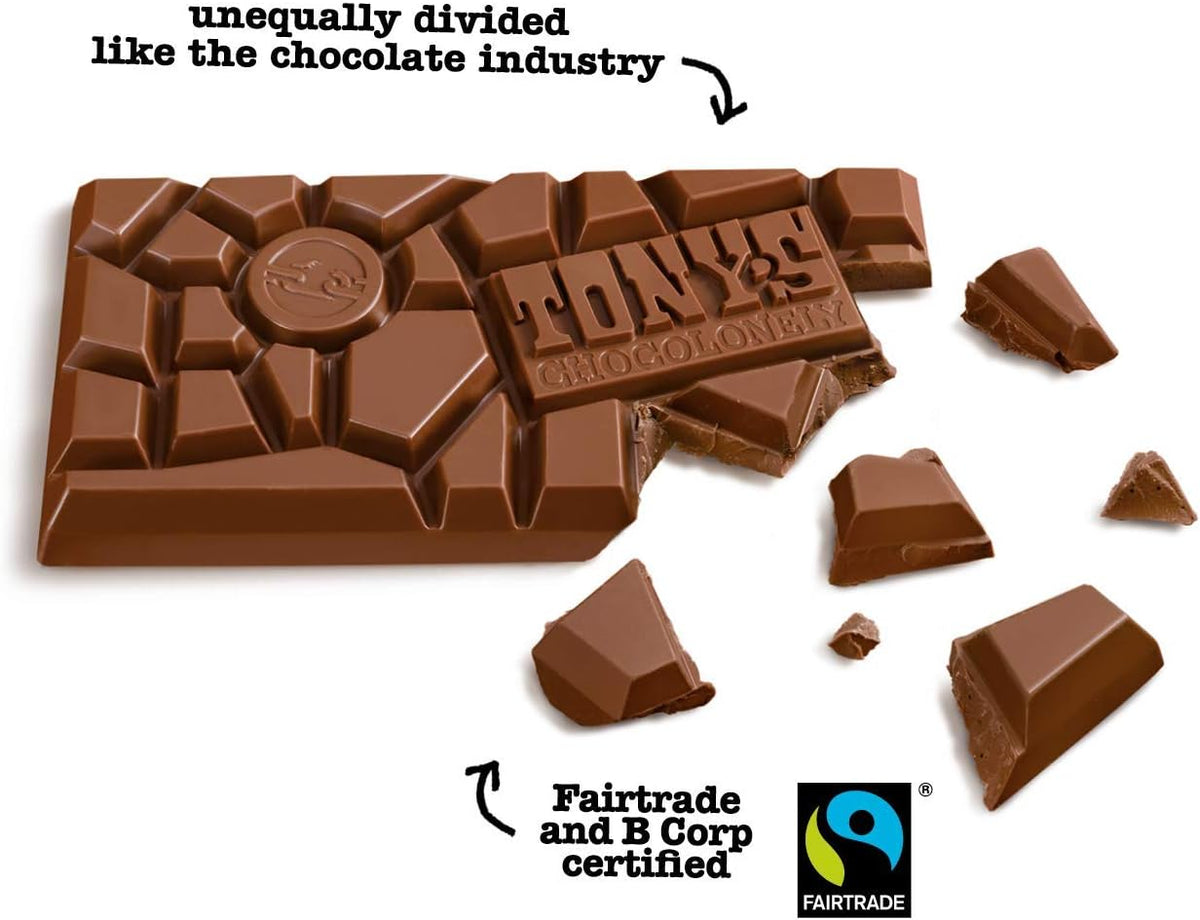Tony's Chocolonely Milk Chocolate Bar - 180g Belgian Fairtrade Chocolate, Gift, 32% Cocoa, Vegetarian