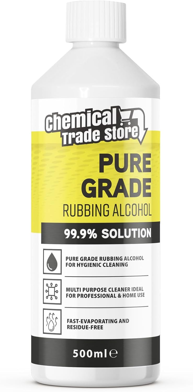 Rubbing Alcohol 99.9%, 500ml - High Purity Isopropyl Alcohol for Hygienic Surface Cleaning, Care Homes, Household Cleaning, Glass, Mirrors, Bathrooms, Kitchens & Hard Surfaces