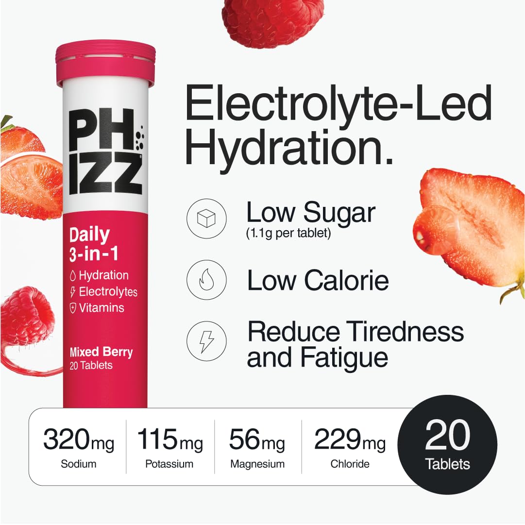Phizz Electrolytes, Multivitamin & Hydration Tablets - 60 Effervescent Rehydration Electrolyte Tablets - 18 Vitamins & Minerals, Vitamin C, Vegan, Vegetarian & Low Calorie (Lemon, 60 Tablet)