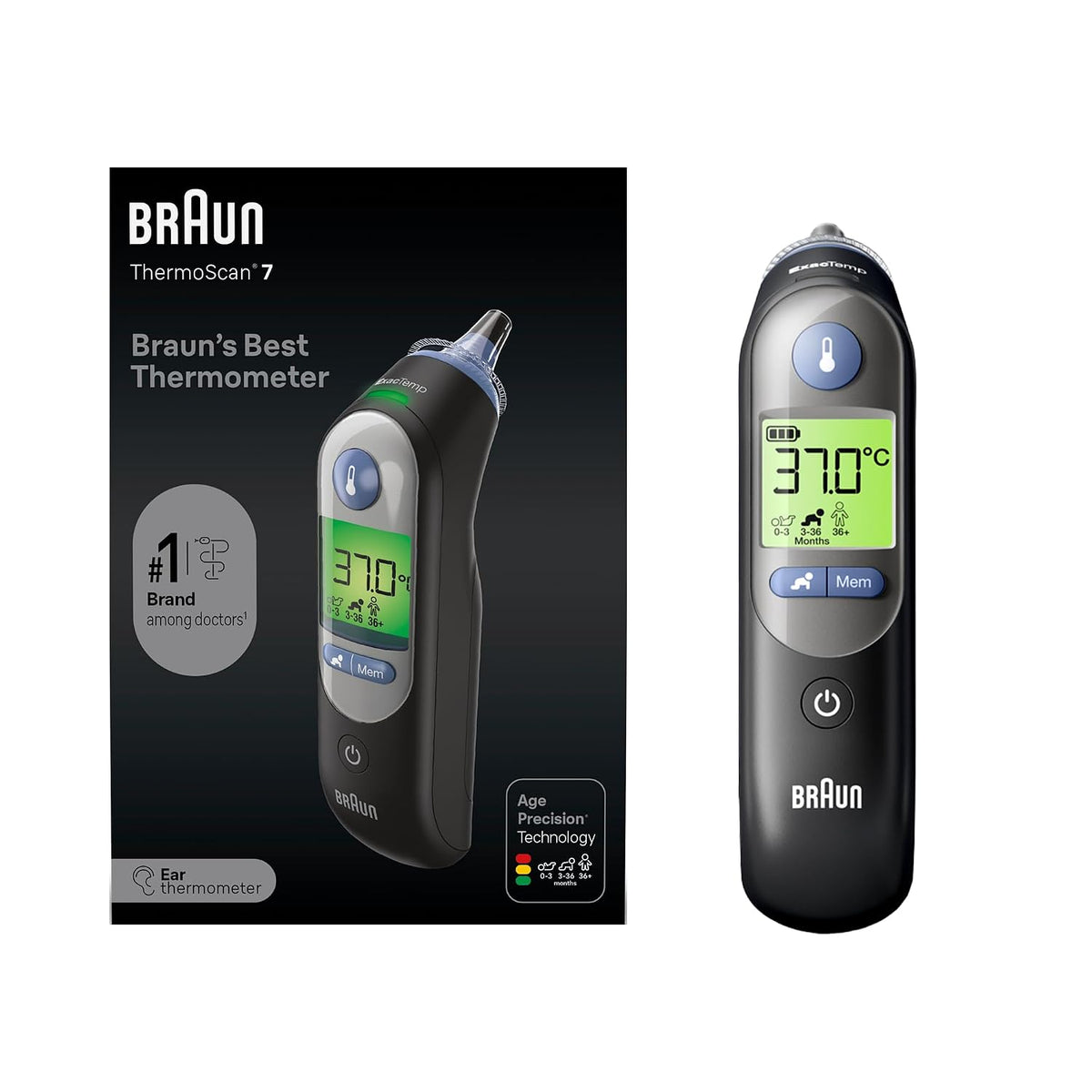 Braun ThermoScan 7 Ear thermometer | Age Precision Technology | Black