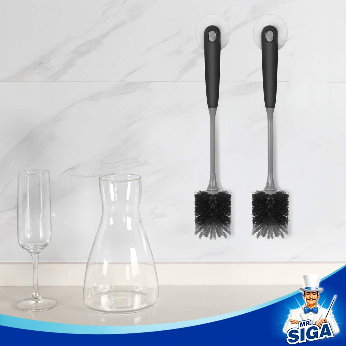 MR.SIGA Long Handle Bottle Brush, Non-Scratch Water Bottle Brush Cleaner