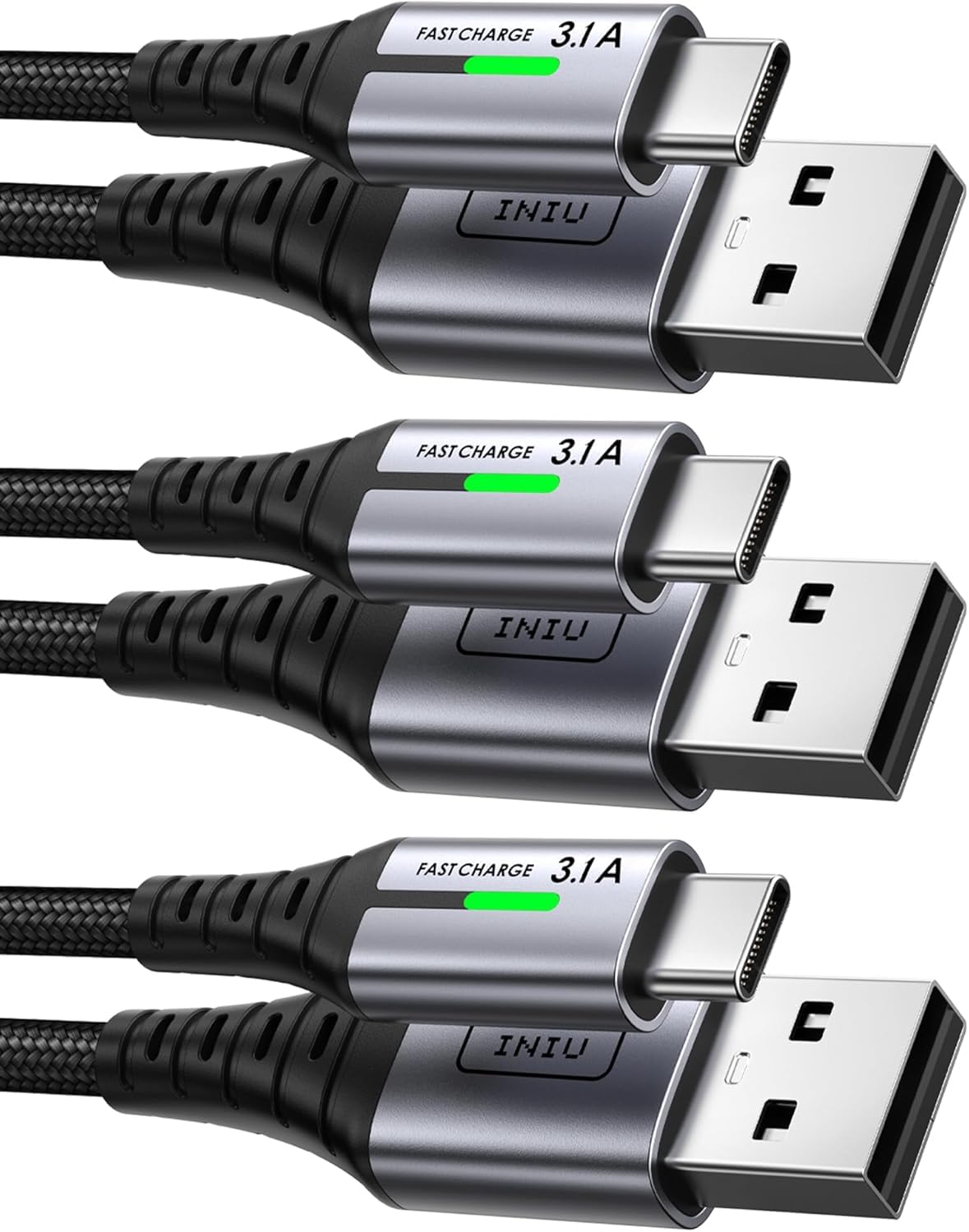 INIU USB C Charger Cable, [2m+2m+0.5m] USB A to Type C Charging Cable