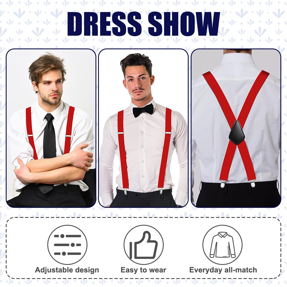 Aomig Mens Braces, Mens Suspenders with Strong Metal Clips, 3.5cm Wide Heavy Duty Suspenders for Men Women Business Wedding Casual