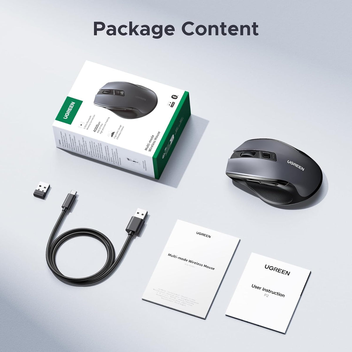 UGREEN Wireless Mouse, Bluetooth Mouse & USB Dual Modes Computer Mouse