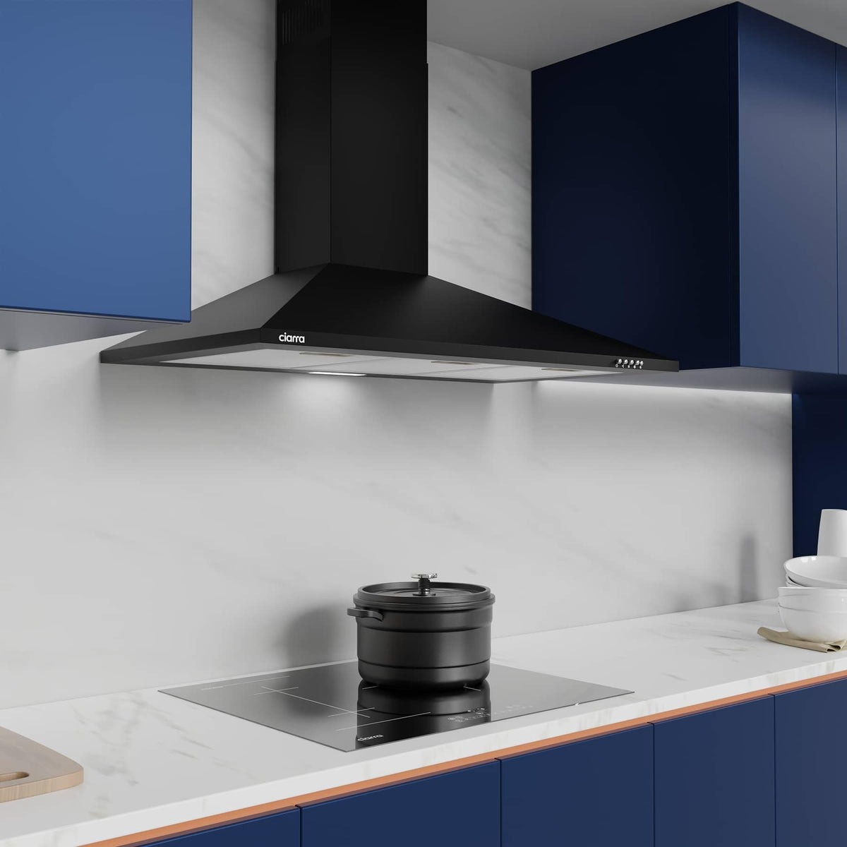 CIARRA 60cm Chimney Cooker Hood, 370m³/h,Ducting & Recirculation,CAS6201A