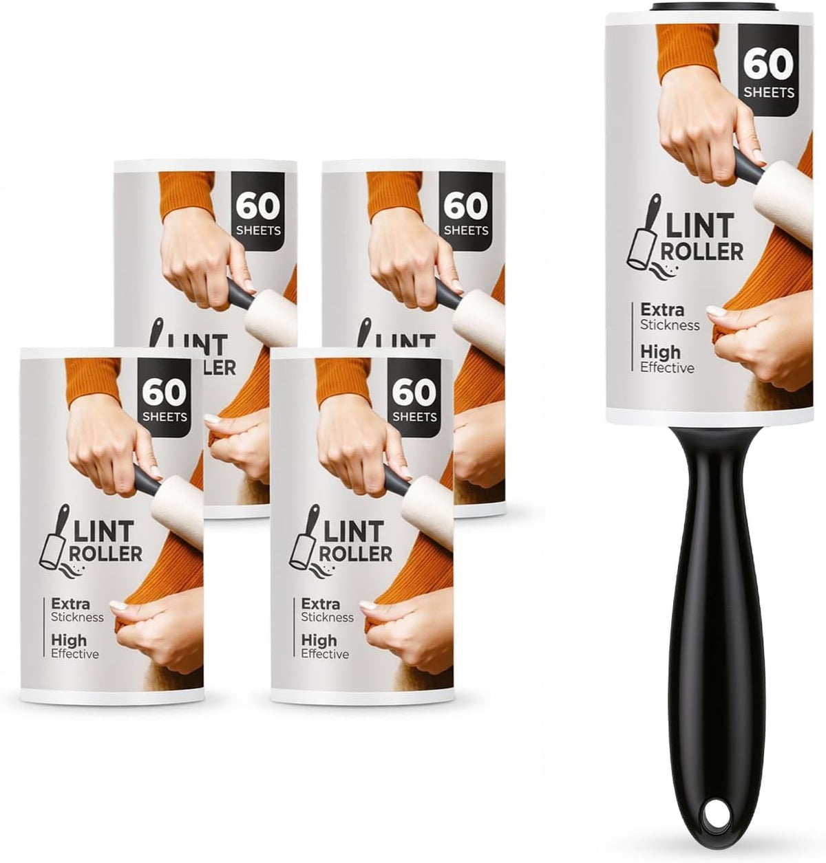 Roe Tenpo 6 Pack Lint Roller with 1 Replacement Handle, 360 Easy Peel Sheets, Lint Remover for Dust & Fluff from Clothes, Pet Hair Remover, Furniture, Carpet