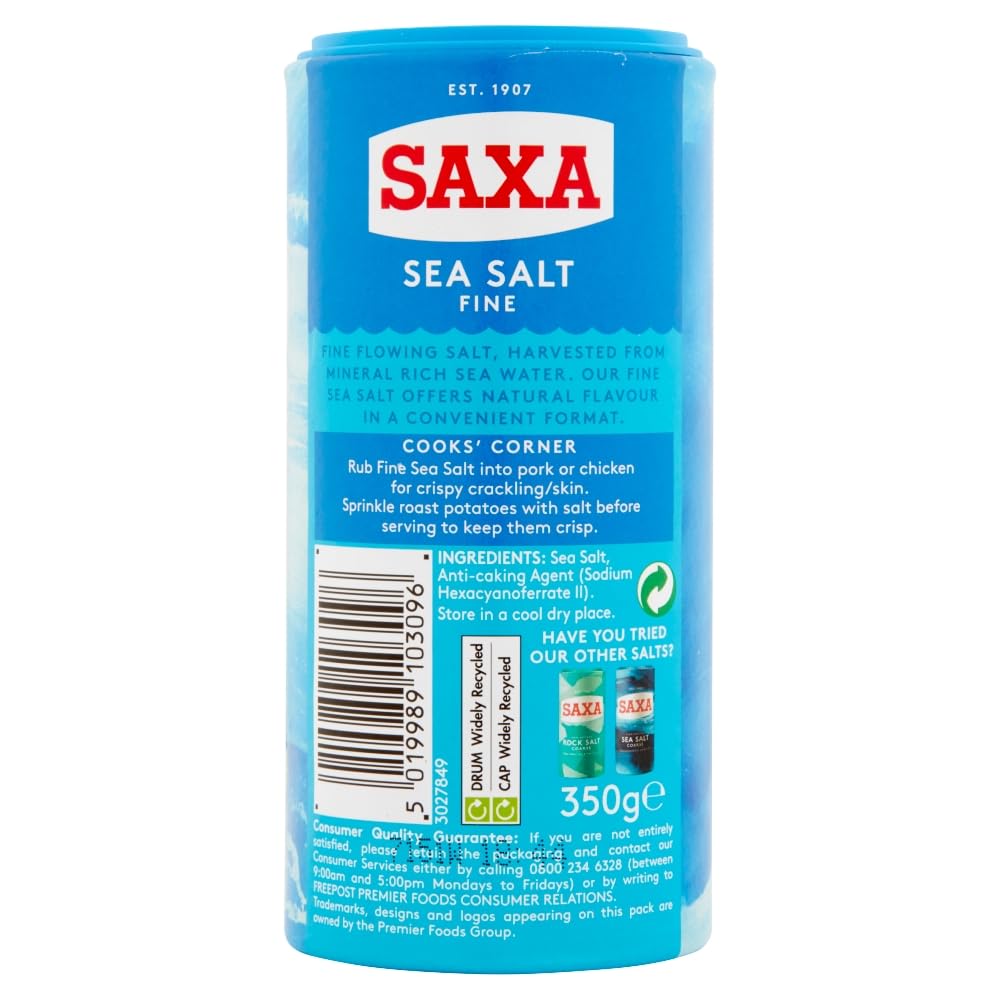 Saxa Fine Table Salt for Table & Cooking, 750 g Drum (1-Pack)