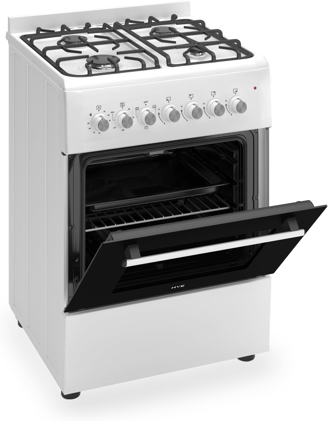 HYE Gas Cooker - 4 Gas Burners, 62L Electric Oven
