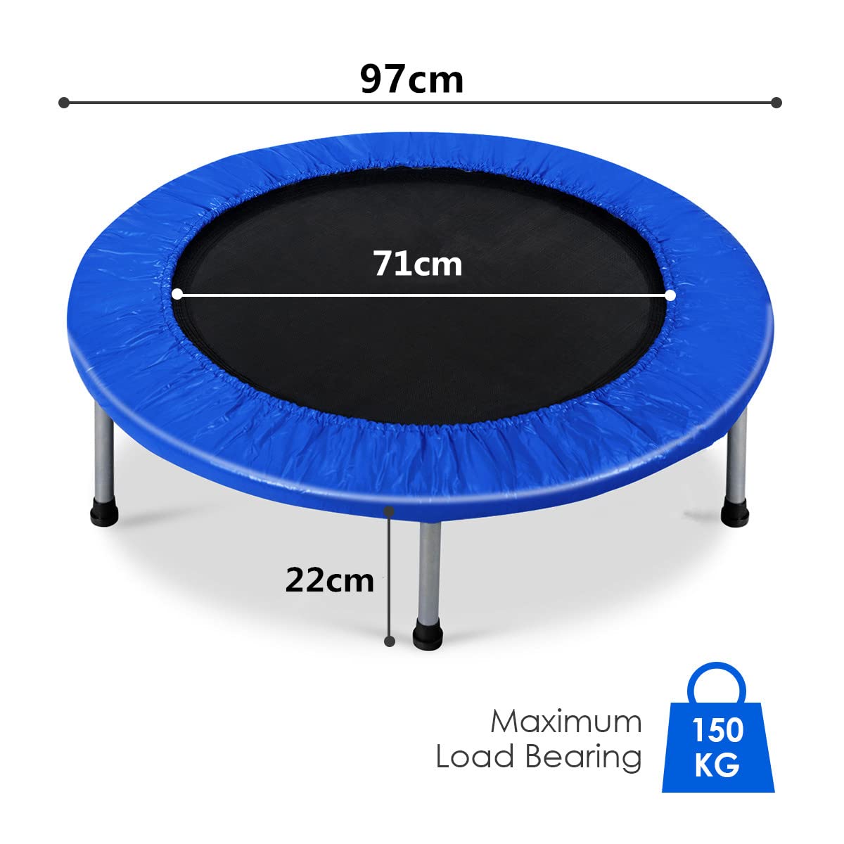 COSTWAY 38" Foldable Mini Fitness Trampoline with Carry Bag — Max 150 kg