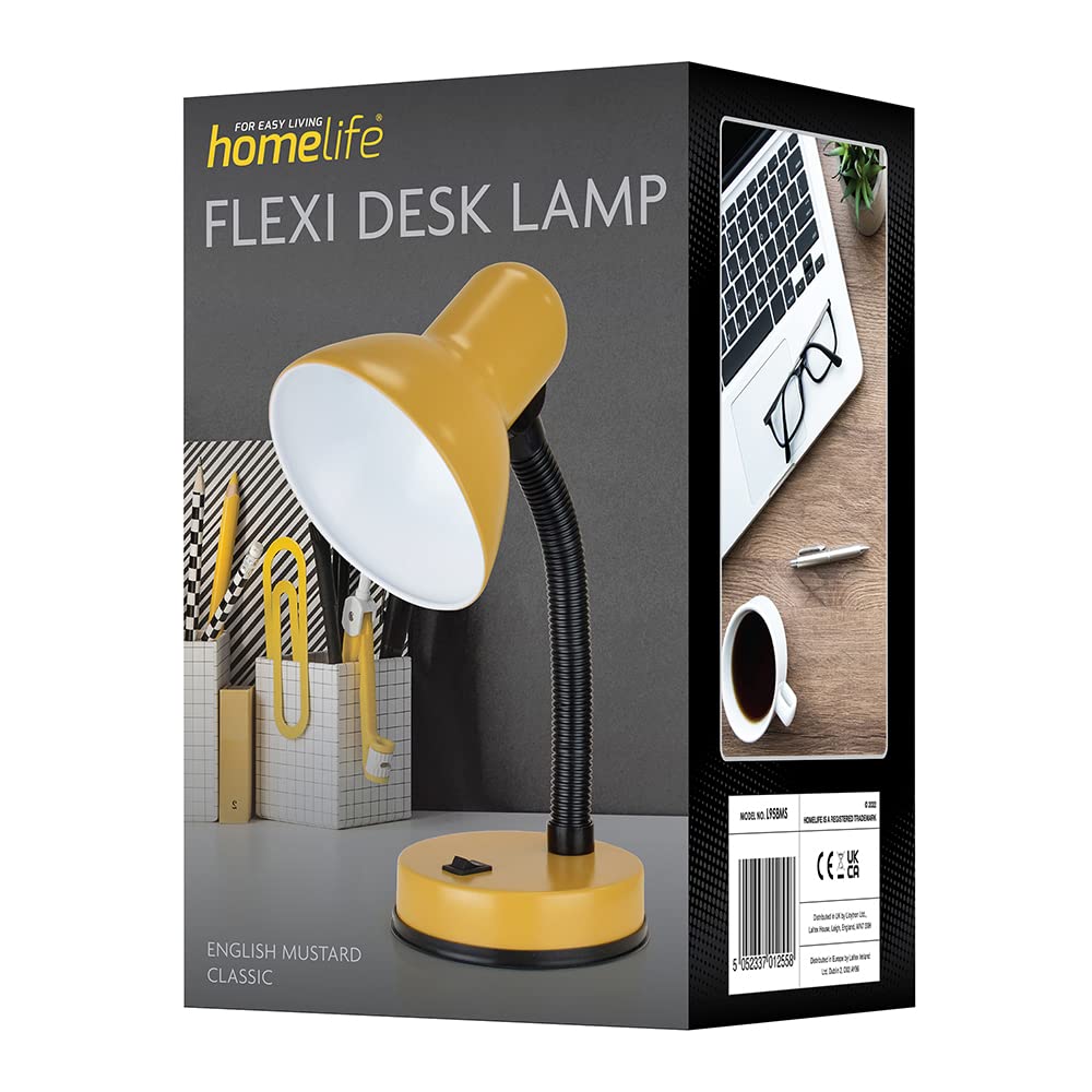 HOMELIFE 35w 'Classic' Flexi Desk Lamp with Versatile Flexible Neck - Integral On/Off Switch - Approx. 34cm Height - L958BK - Onyx Black