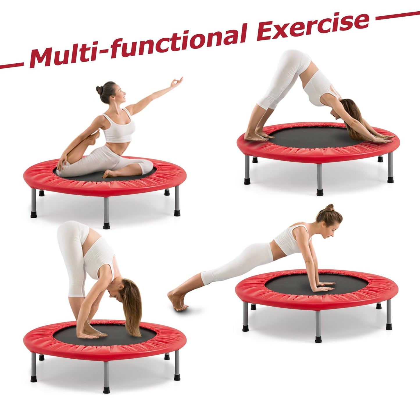 COSTWAY 38" Foldable Mini Fitness Trampoline with Carry Bag — Max 150 kg