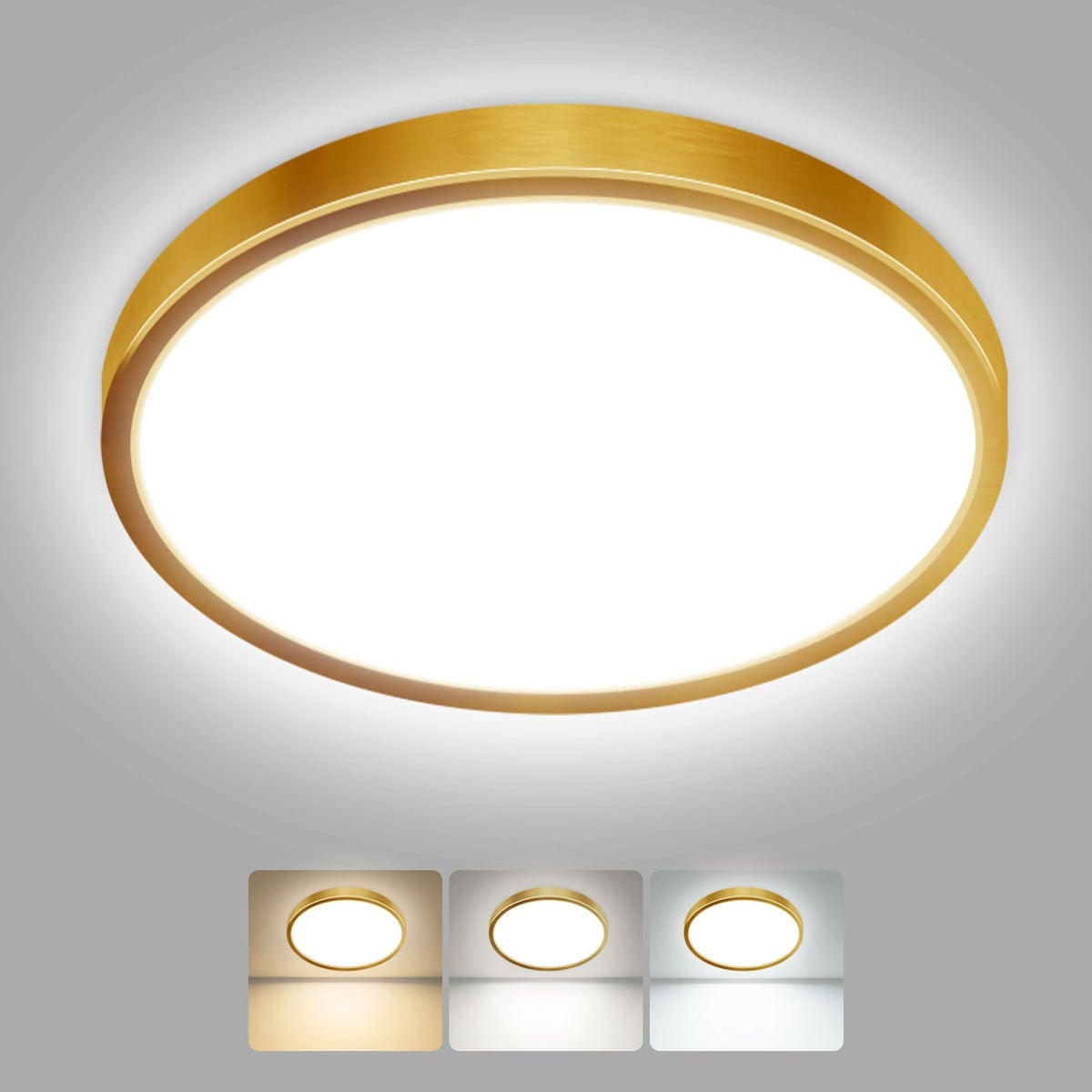 hepside Bathroom Light, 3000K/4000K/6500K 3 Color Temperature LED Ceiling Light, 15W 1500LM, Waterproof, Round, Small, Modern, Flush Ceiling Light for Bathroom, Kitchen, Bedroom, Black