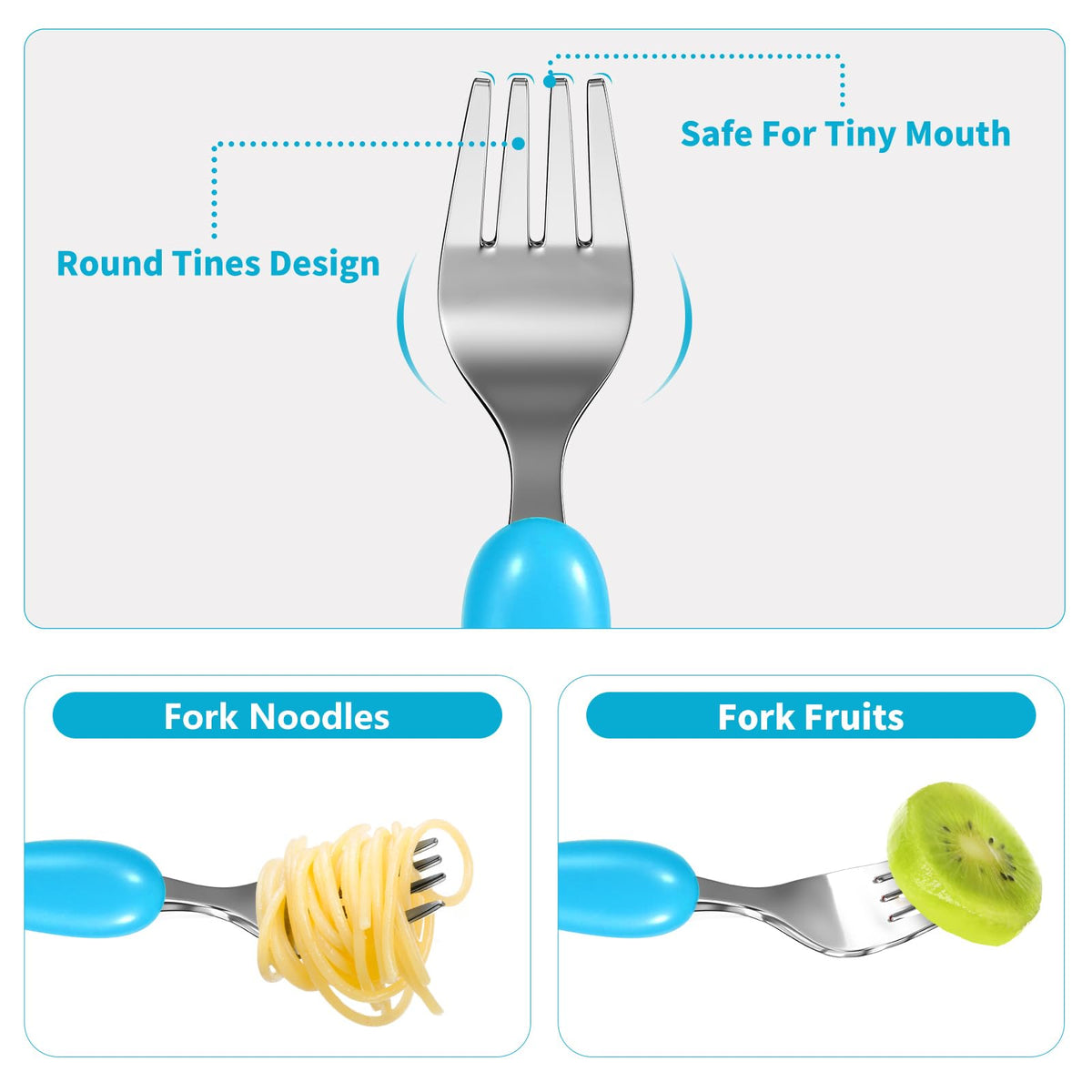 Lehoo Castle Stainless Steel Toddler Cutlery Set, 6-Piece Dinosaur Design
