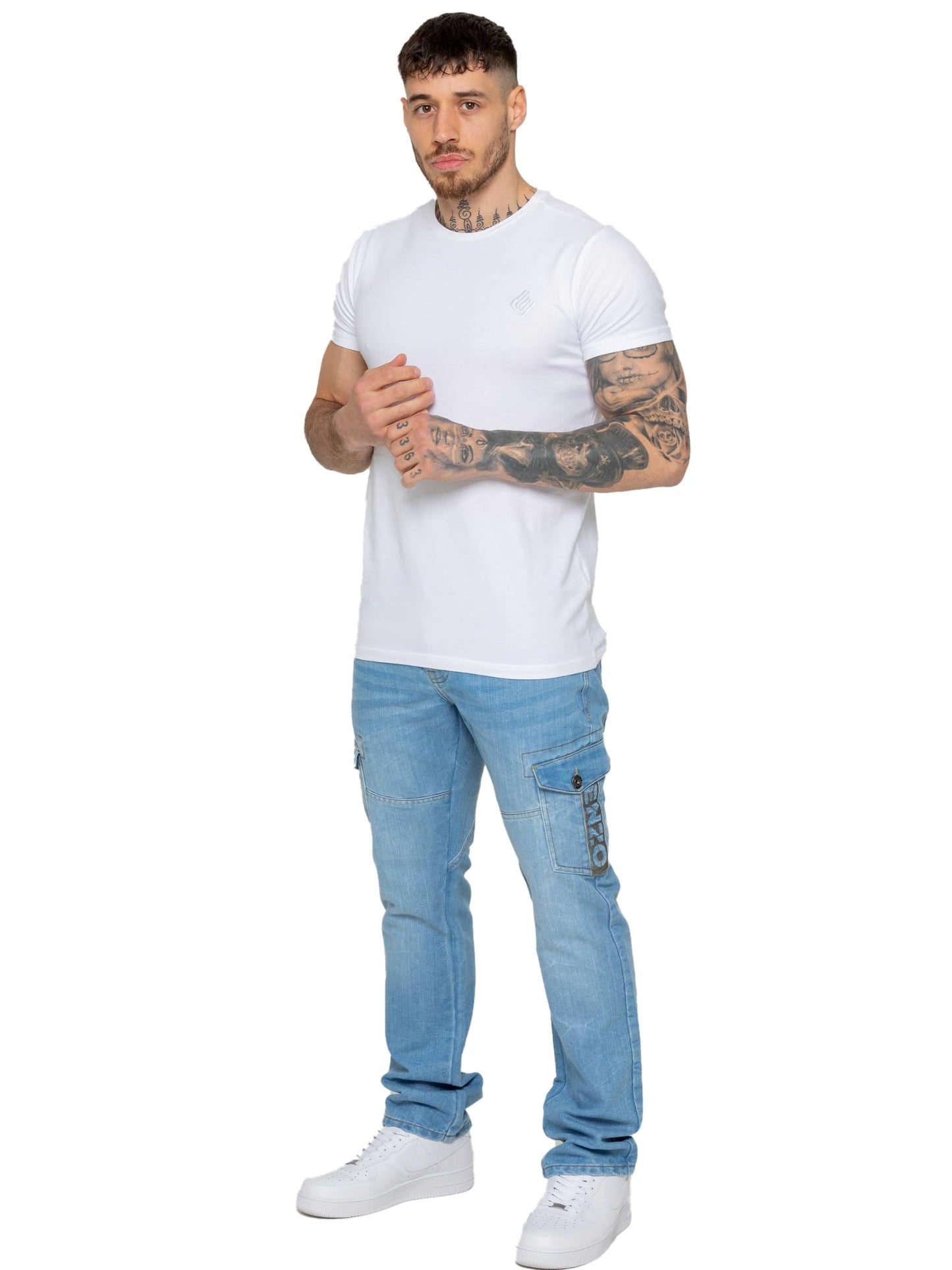 989Zé ENZO Mens Jeans Straight Leg Regular Fit Casual Cotton Denim Pants Trousers All Waist Sizes