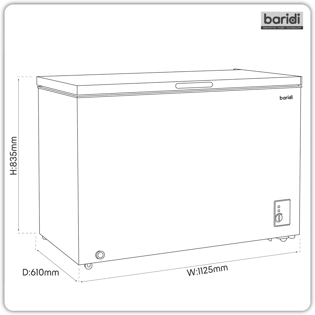 Baridi 299L Freestanding Chest Freezer with Adjustable Thermostat, Black - DH261