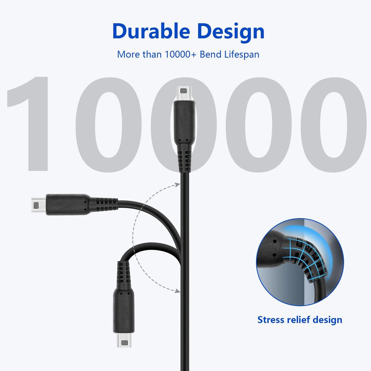 Mcbazel 2 Pack Charger Cable for Nintendo 3DS, 3DS XL, New 3DS XL, 2DS, DSi
