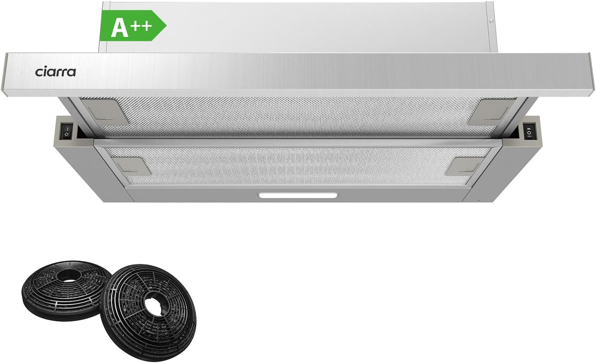 CIARRA Telescopic Cooker Hood 60cm 391m³/h LED Light 2-Speed A++ CBCS6906D