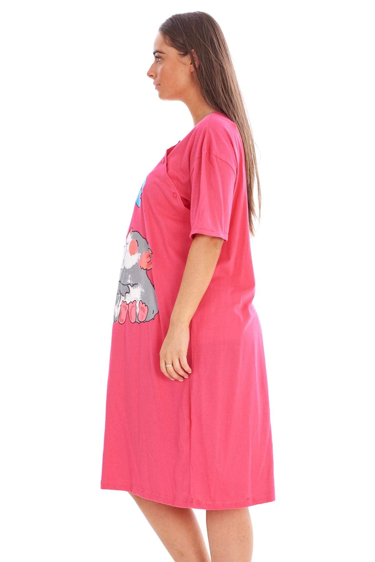 Malay Ladies Maternity Nursing Nightdress 100% Cotton Motif Print Breast Buttons Labor