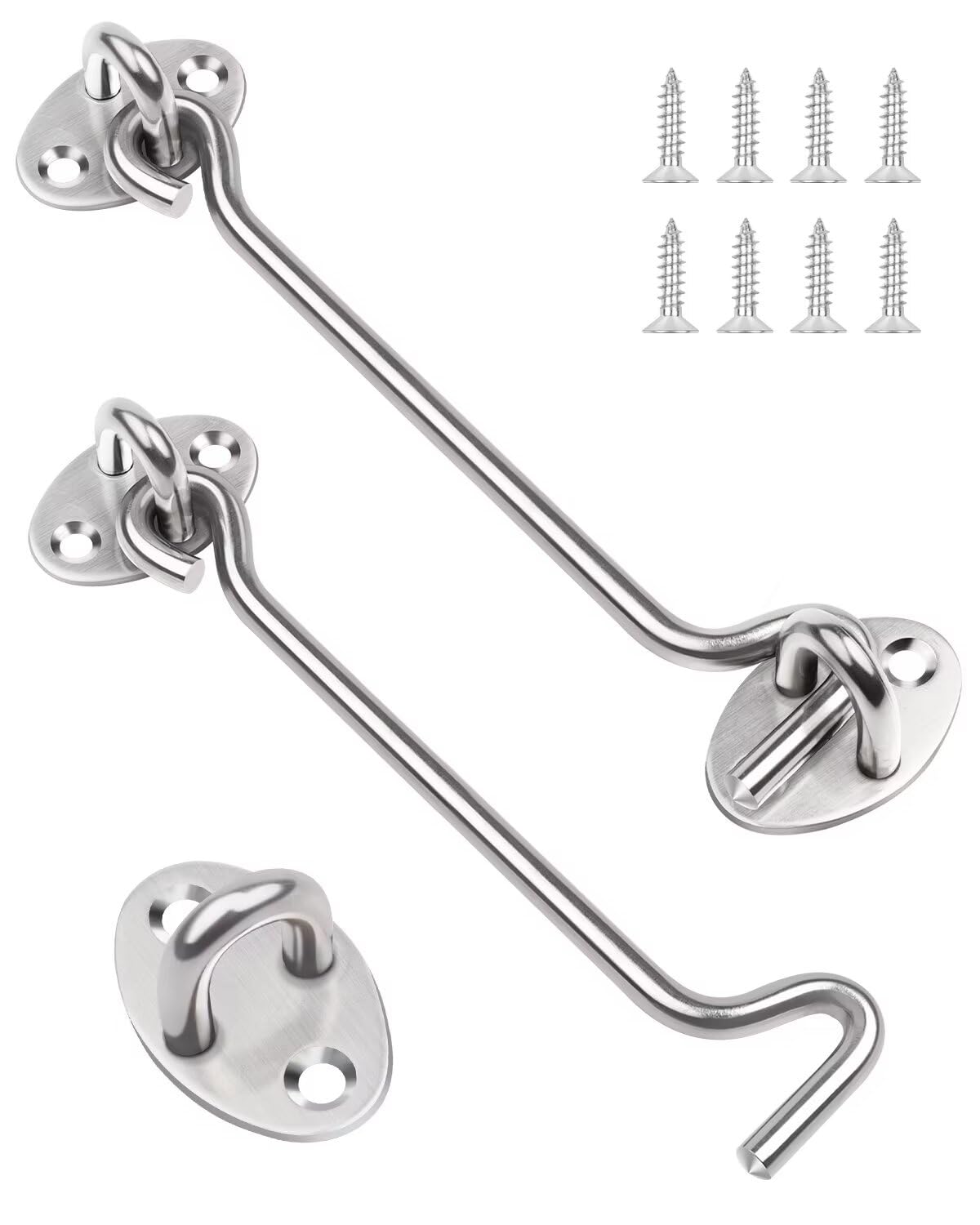 4 Inch Hook and Eye Latch, 1Pcs Stainless Steel Silver Gate Hook