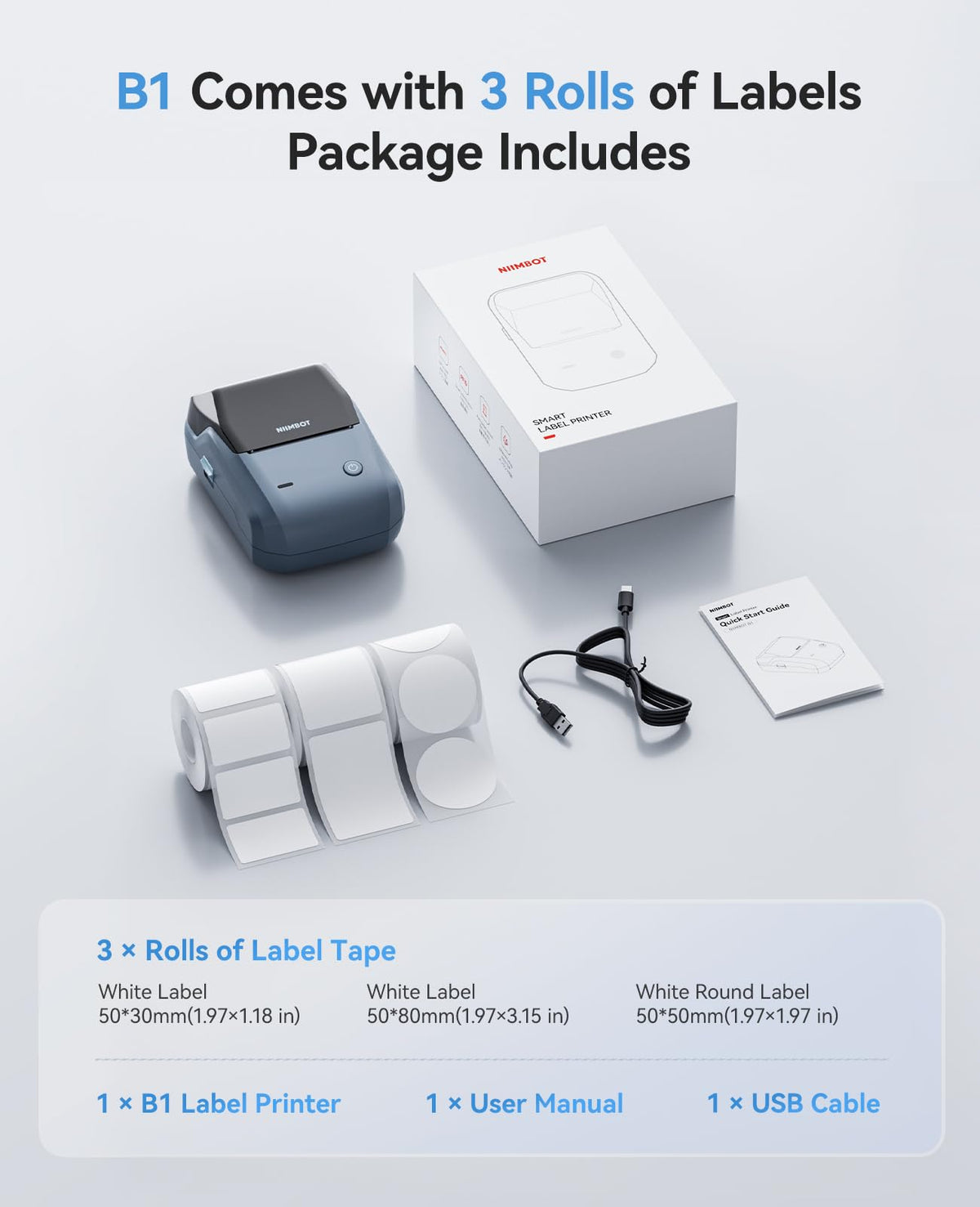 NIIMBOT B1 Label Maker Machine, 2 Inch Bluetooth Sticker Printer