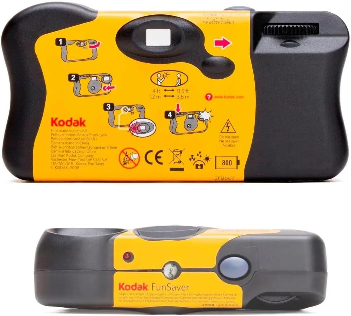 Kodak Fun Saver Disposable Camera with Flash – 27 Exposures, 35mm Film, Ready to Use, Ideal for Indoor and Outdoor Photography, Holidays and