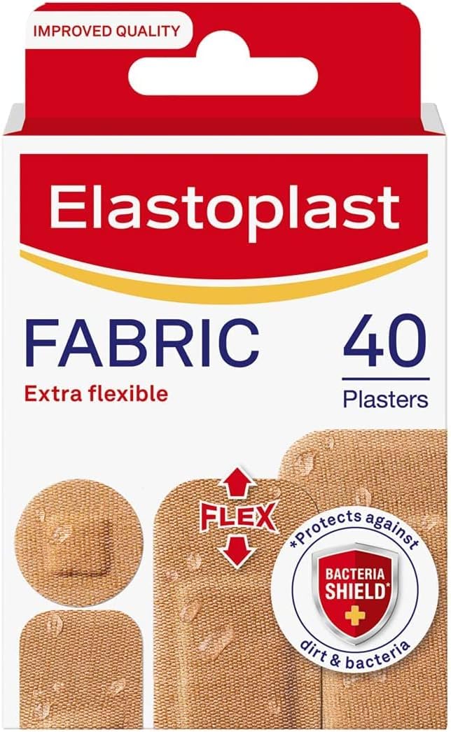 Elastoplast Extra Flexible Fabric Plaster Strips, 40 Count
