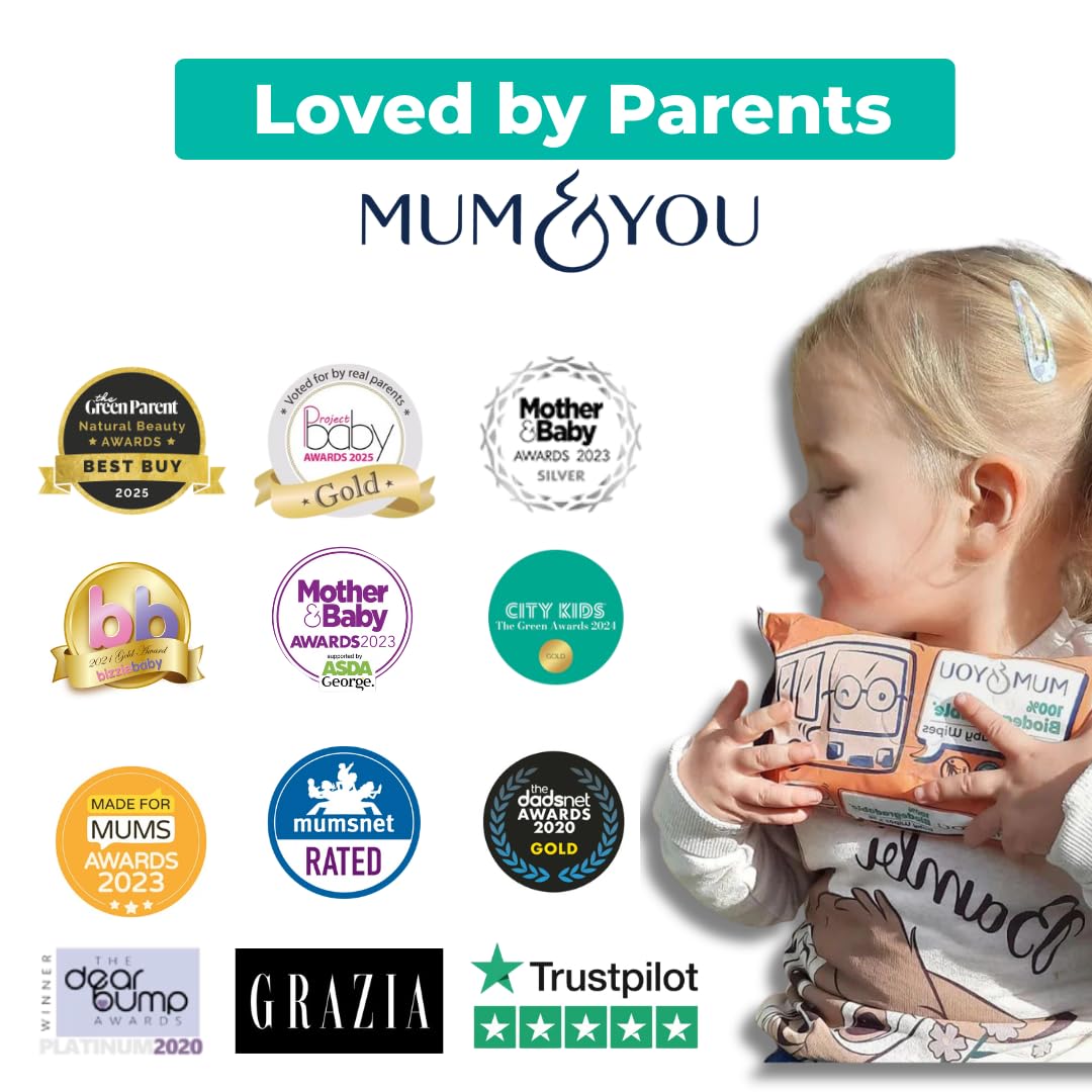 Mum & You Baby Wipes - Biodegradable Wet Wipes | 99.4% Water | Ideal for Sensitive Newborn Skin | 336 Newborn Wipes Bulk, Bum Wipes, Wet Tissue, Plastic free Wet wipes, (56 wipes x 6 packs)