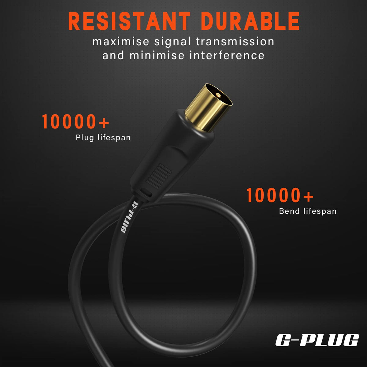 G-PLUG 2m TV Aerial Cable, Coaxial Cable for Freeview, Sky Box and Freesat