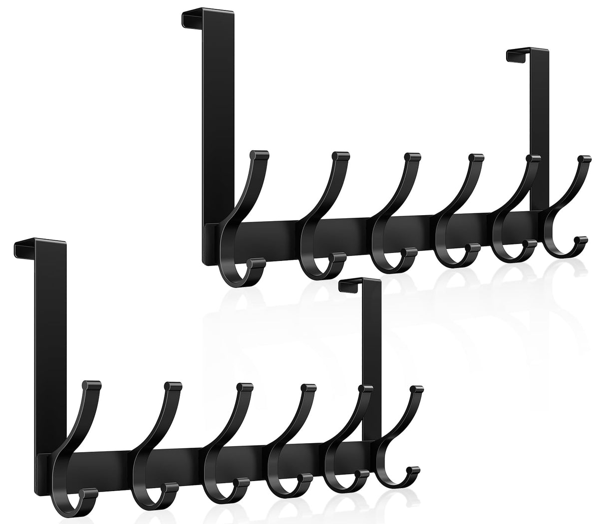 Optish Over The Door Hooks, Heavy Duty 12 Hooks Over Door Hanger Hook Black