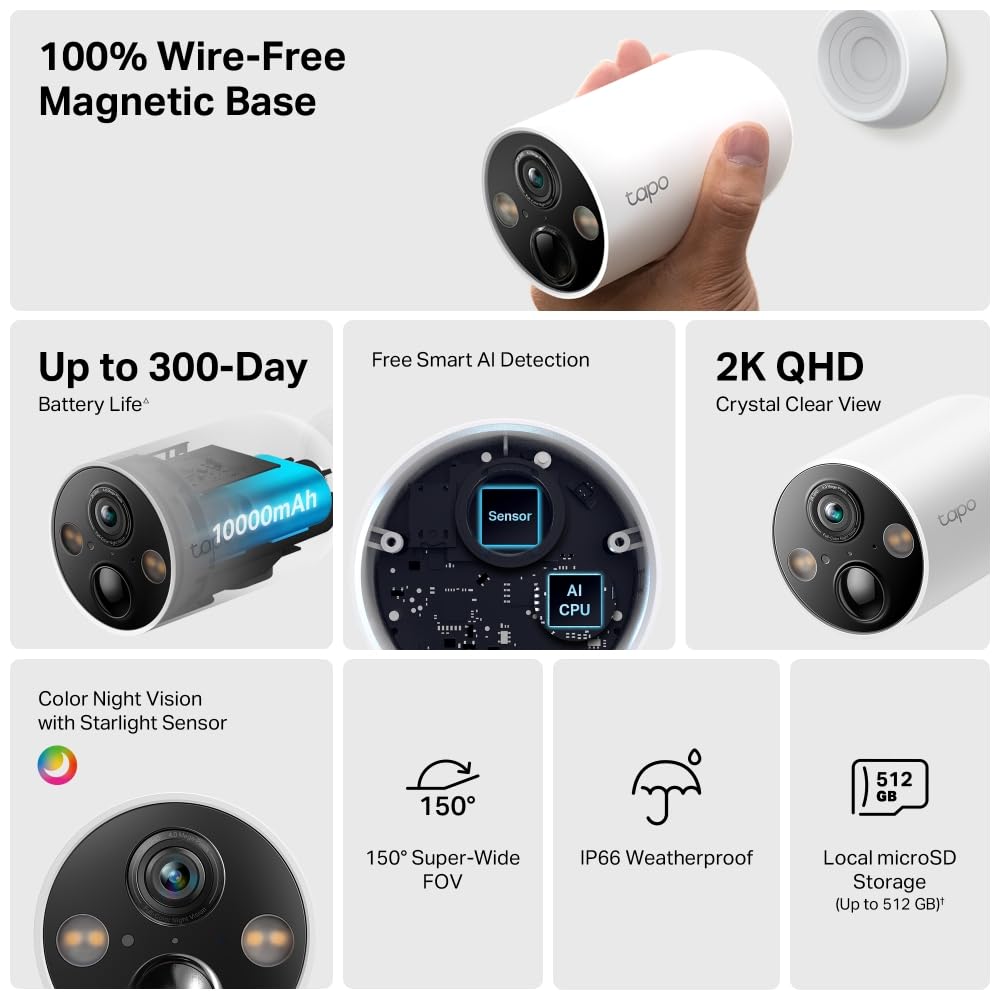Tapo TC82 2K Battery Outdoor Security Camera Wireless