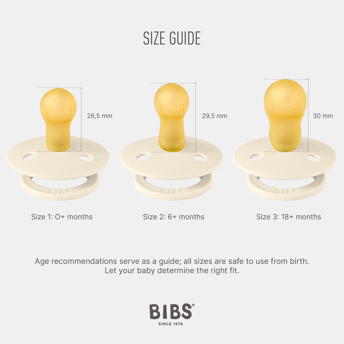 BIBS Colour Glow Dummy, 0-6 Months, 4-Pack, Ivory/Sage/Sage Glow/Cloud Glow