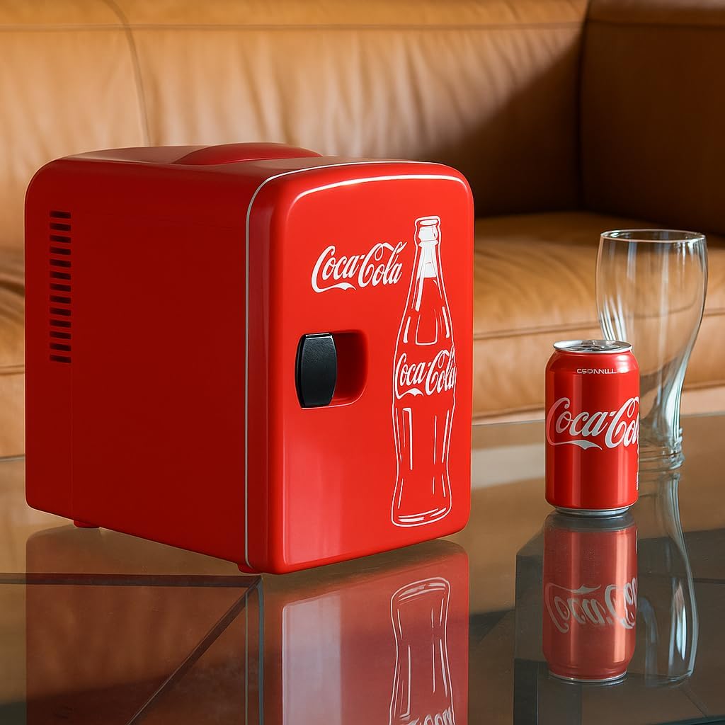 Koolatron Retro Mini Fridge For Bedrooms 12V Portable Cooler Refrigerator 4L Small 6 Can Table Top Quiet Mini Fridges For Skincare Food Drinks Kids Home Car & Travel Black