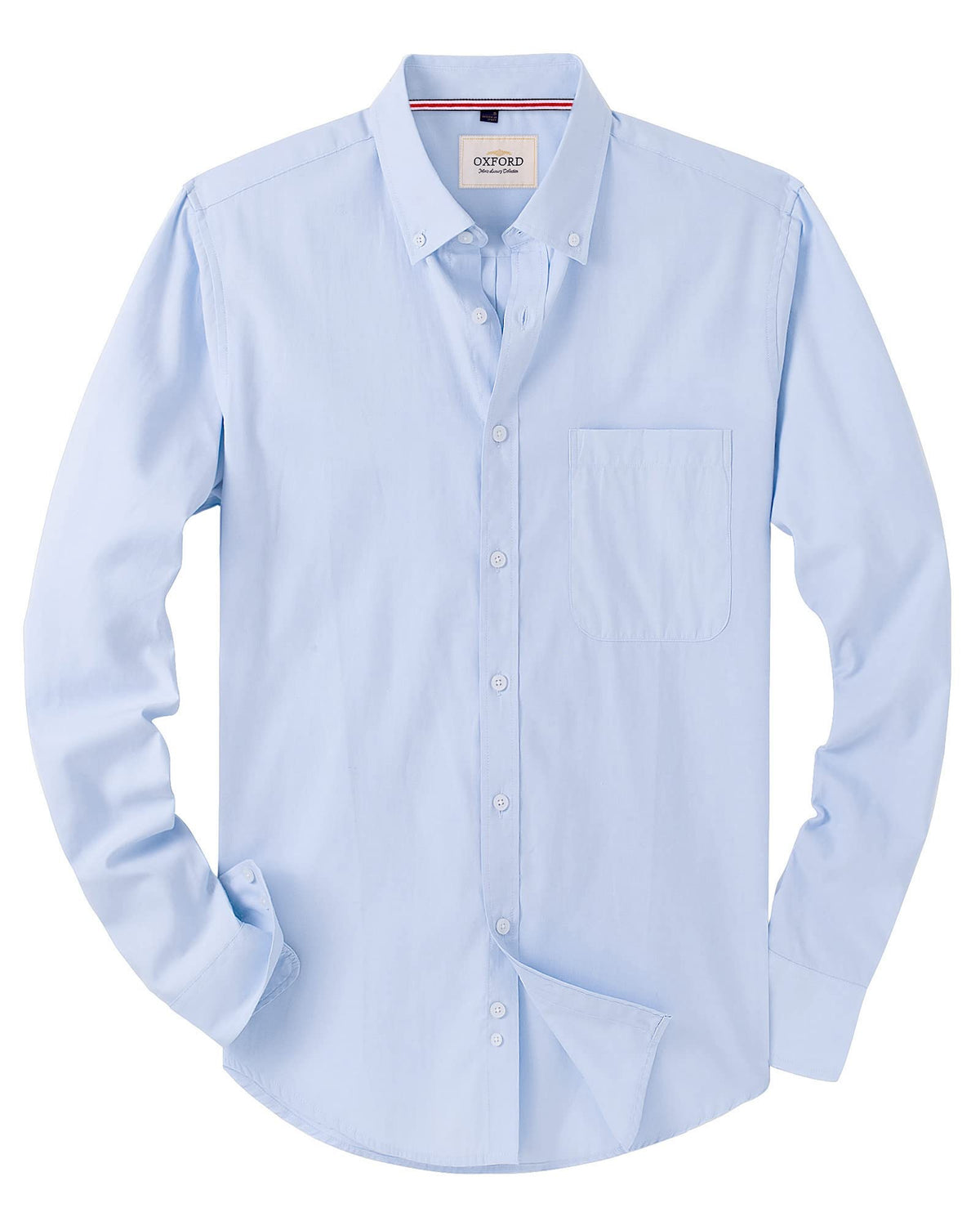 J.VER Men's Long Sleeve Oxford Shirts Smart Casual Business Formal Plain Non Iron Button Down Shirt with Pocket