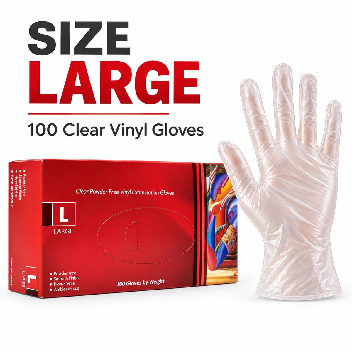 1ABOVE 100 Clear Vinyl Gloves Medium Latex-Free Powder-Free