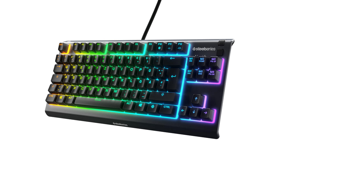 SteelSeries Apex 3 TKL Gaming Keyboard - Silent Keyboard, Tenkeyless PC Keyboard - 8-Zone RGB Illumination - IP32 Water & Dust Resistant - English QWERTY Layout, Black