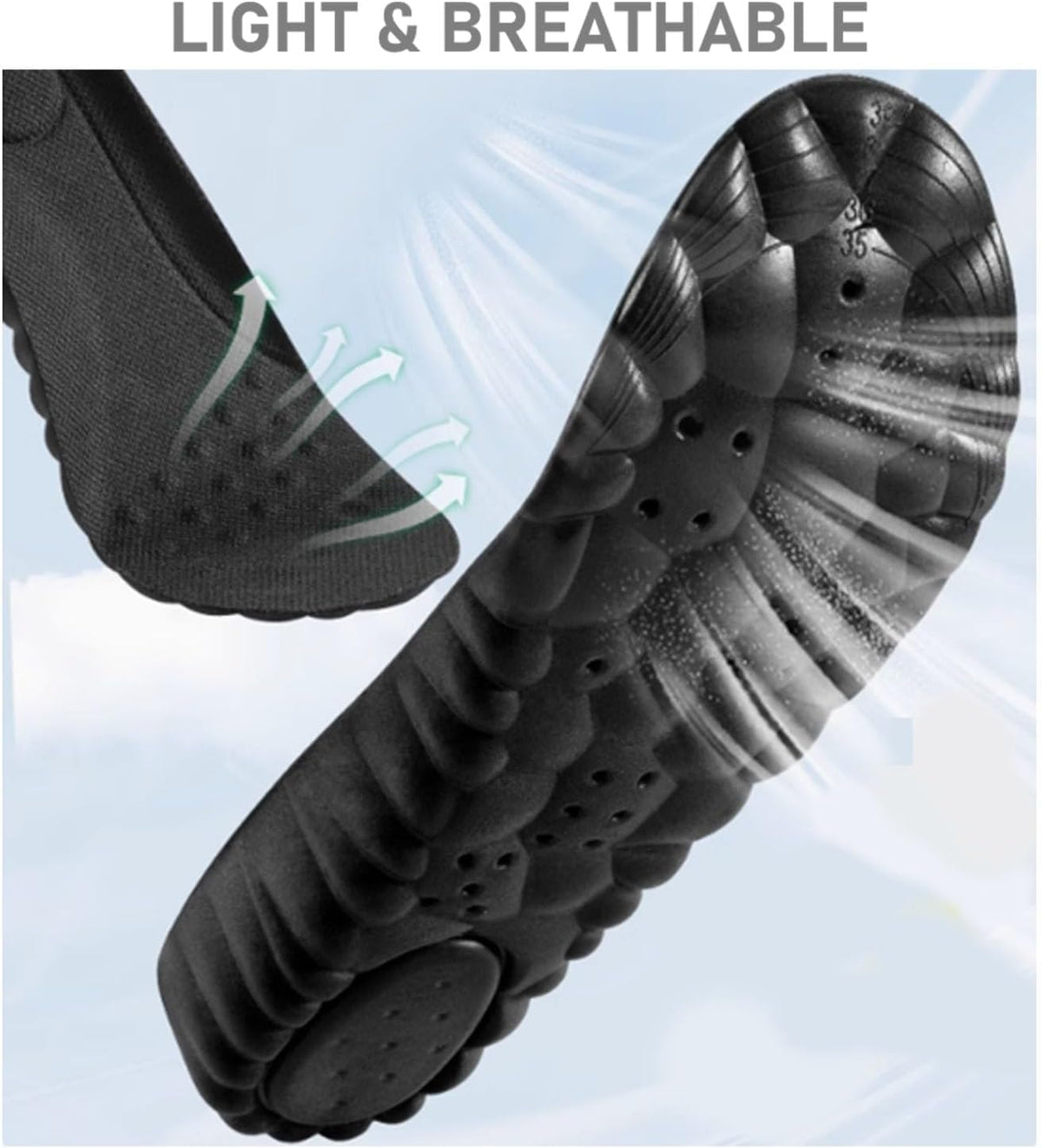 VivoFoot 2 Pair Anti-Fatigue Pain Relief Foam Comfort Insole (UK7-10,Black)