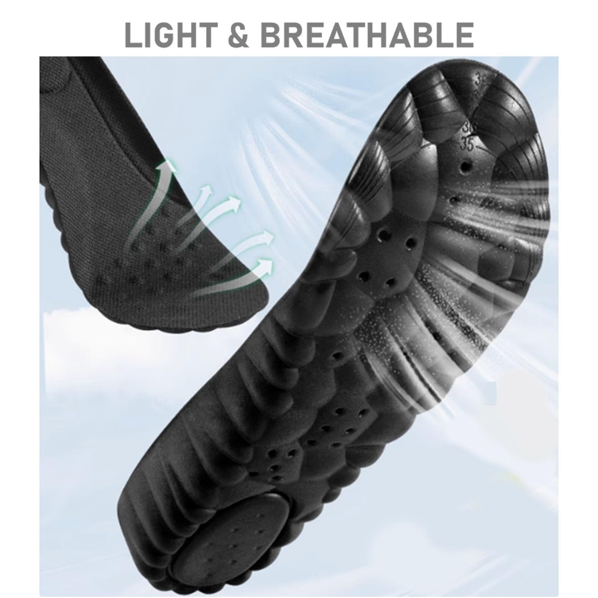 VivoFoot 2 Pair Anti-Fatigue Pain Relief Foam Comfort Insole (UK7-10,Black)