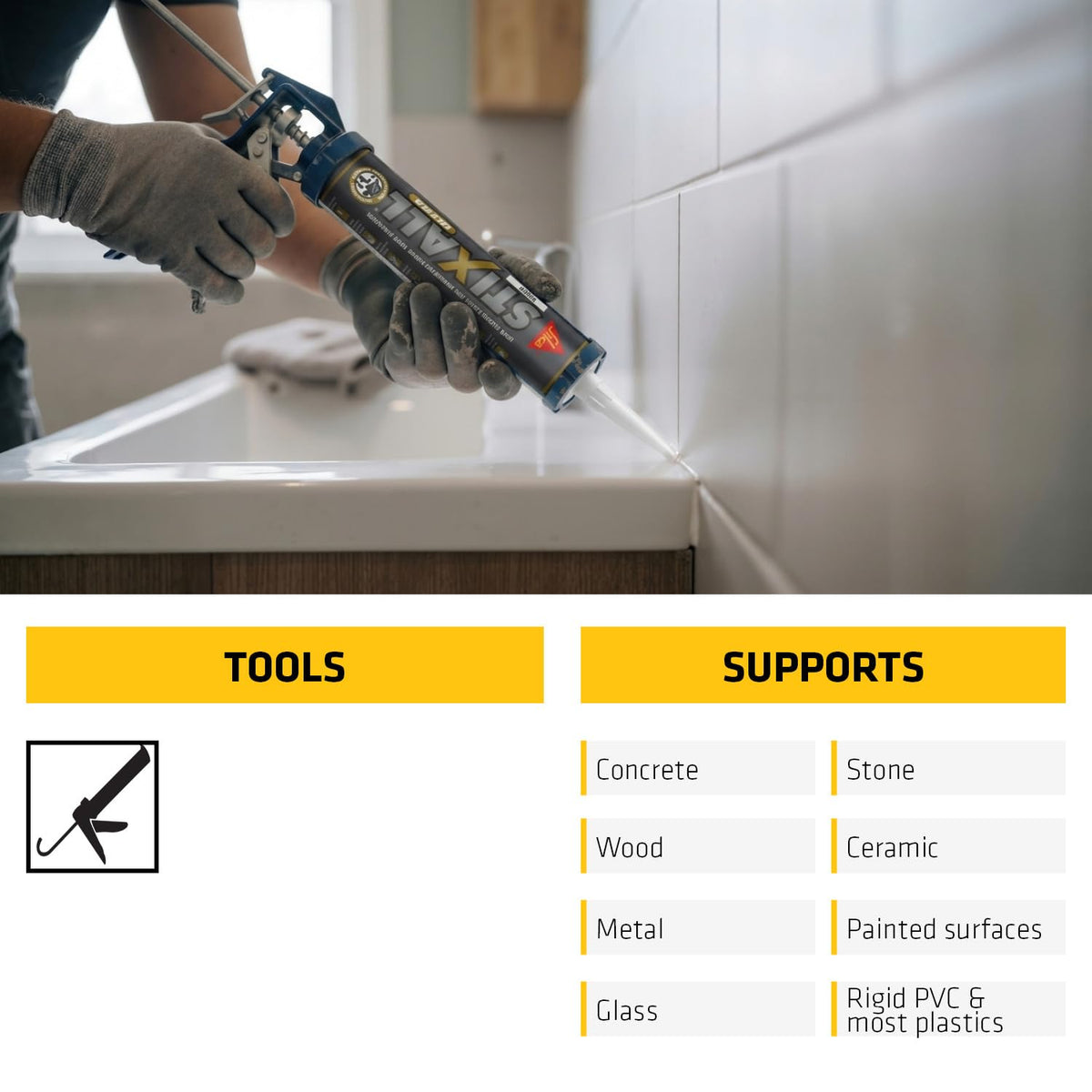 Sika Stixall Extreme Power Sealant And Adhesive, Crystal Clear, 290ml