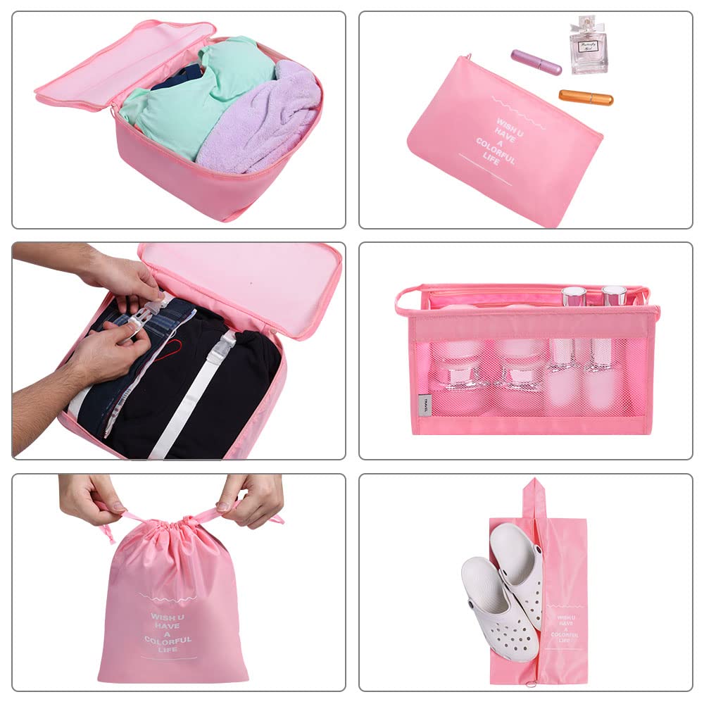 OSDUE Packing Cubes for Suitcase, 8PCS Thickening Travel Organiser Packing Bags Lightweight Travel Accessories Organizers Essentials Clothes Shoes Cosmetics Toiletries Storage Bags