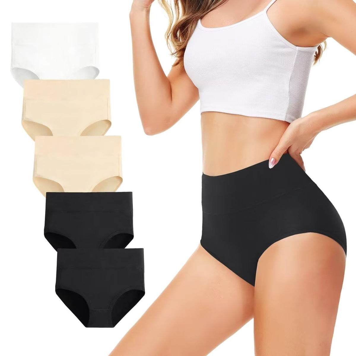 Underwear Women High Waisted Knickers for Women 5 Pack Full Briefs