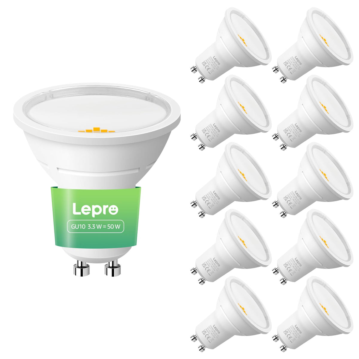 Lepro GU10 LED Bulbs A Rated, Cool White 6500K, 590LM,3.3W (50W Equivalent)