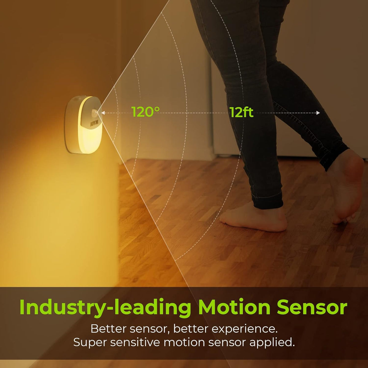 AUVON Magnetic Rechargeable Night Light, Motion & Dusk-Dawn Sensor, 2 Packs