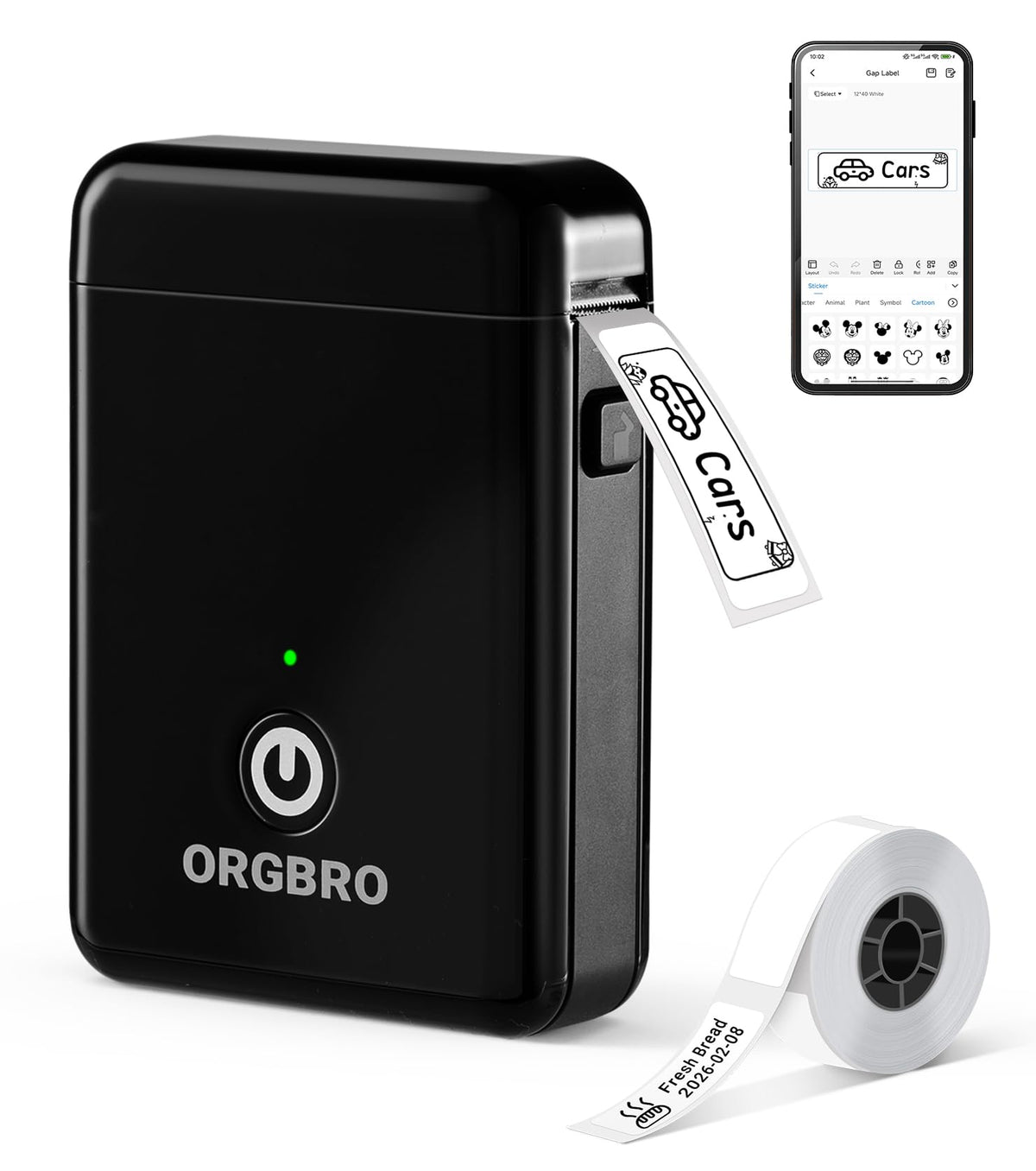 ORGBRO X1 Label Maker Machine with Tape Portable Bluetooth Thermal Printer
