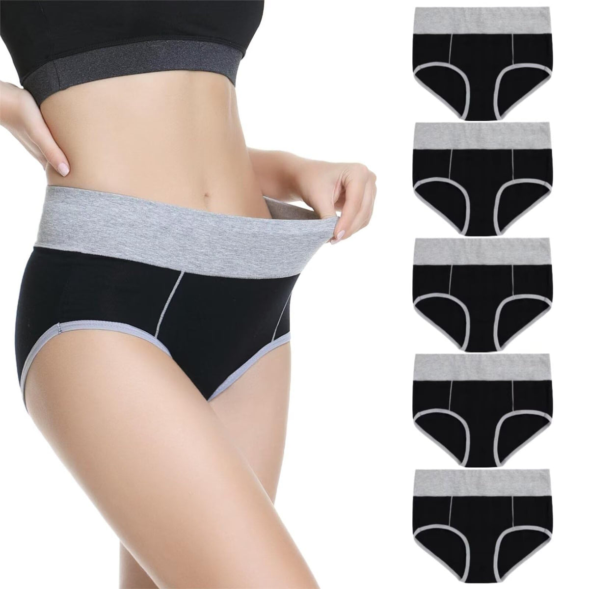 Underwear Women High Waisted Knickers for Women 5 Pack Full Briefs