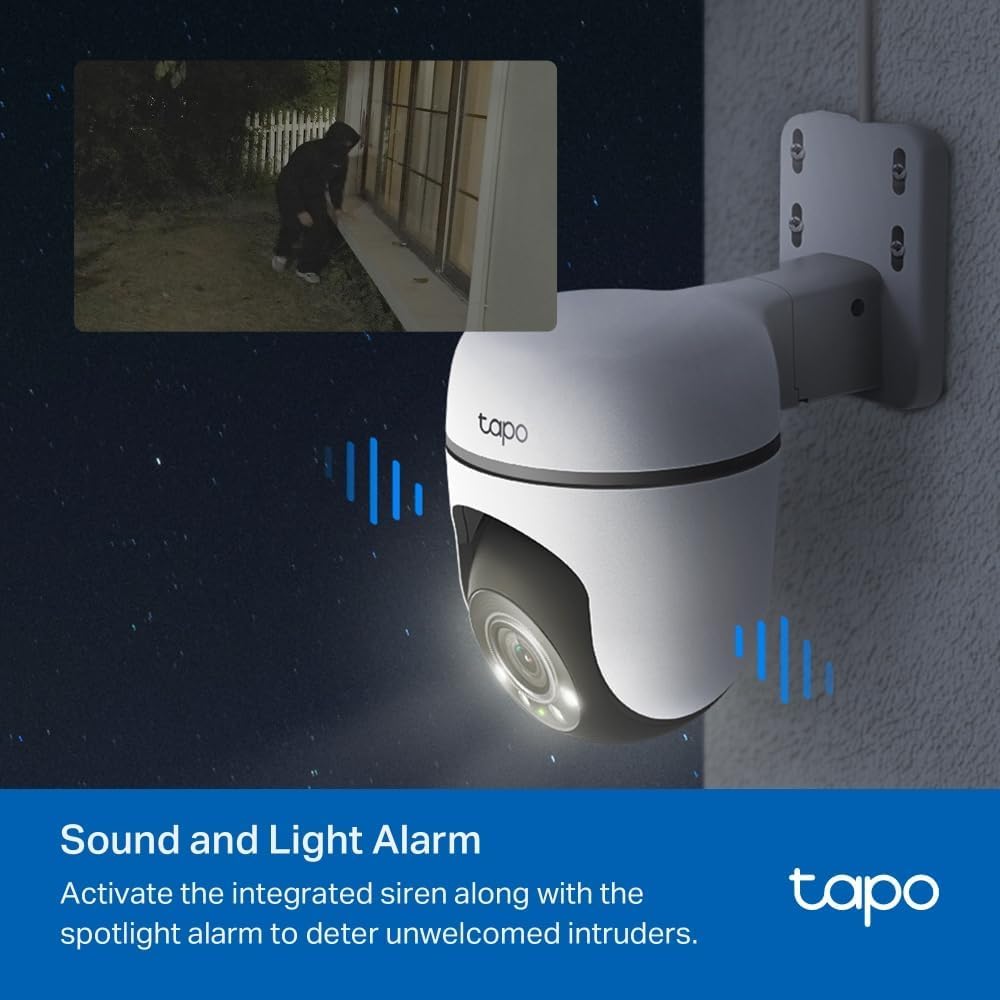 Tapo TC40 Pan/Tilt Smart Security Outdoor Camera, Full HD, 360° Person Detection Motion Tracking, Color Night Vision, WiFi Camera No Monthly Fee, Two-Way Talk, IP65, Works with Alexa and Google