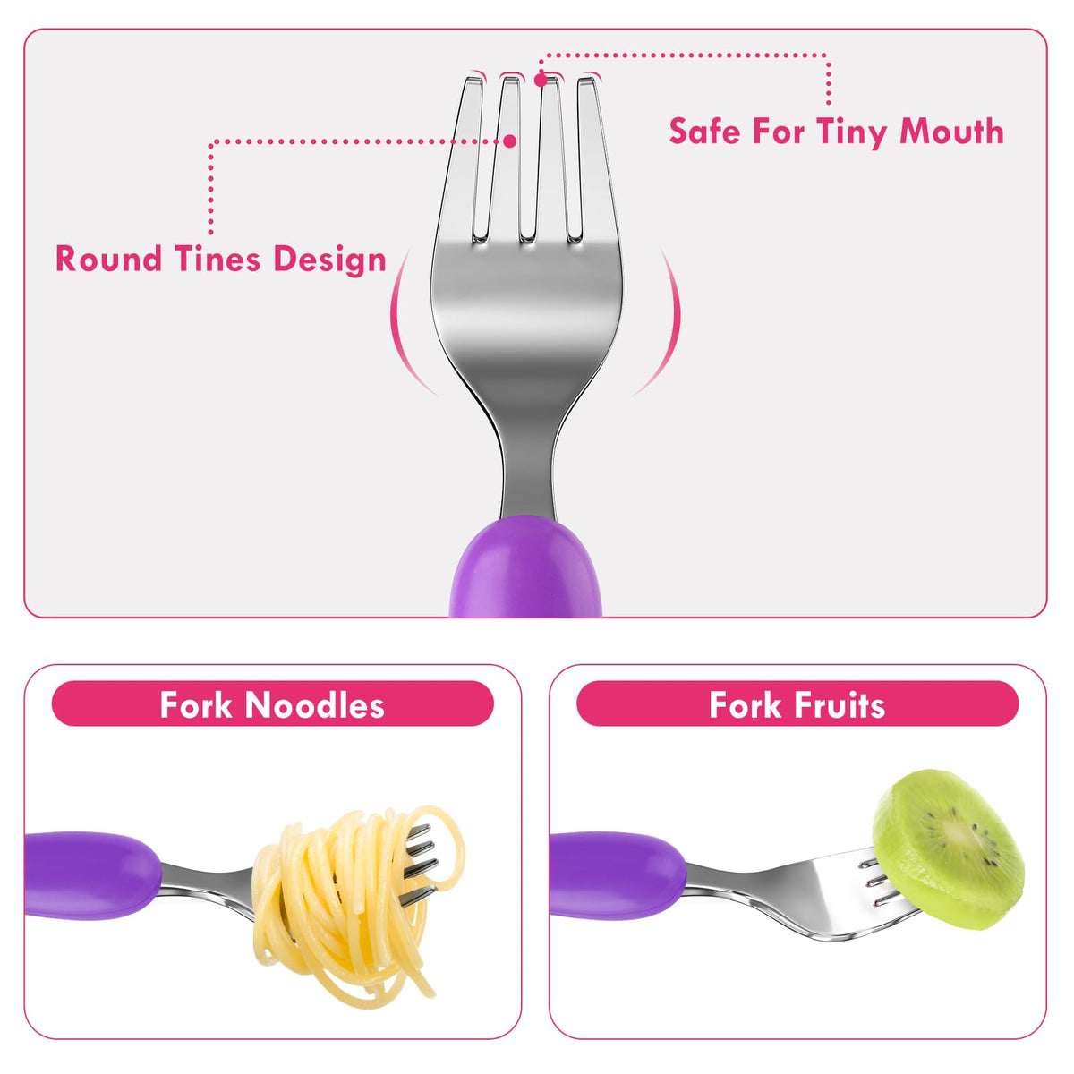 Lehoo Castle Stainless Steel Toddler Cutlery Set, 6-Piece Dinosaur Design