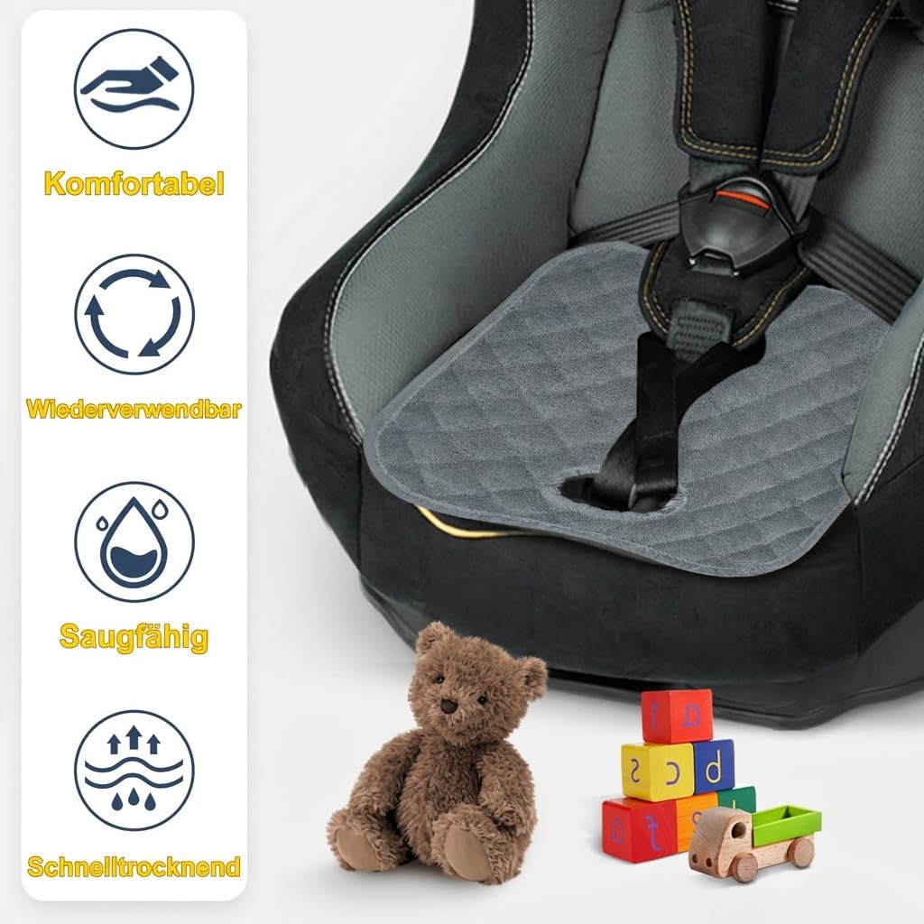 2PCS Waterproof Baby Car Seat Protectors, Car Seat Protector Potty Training Liner for Toddler Baby Kids (Grey&Black）