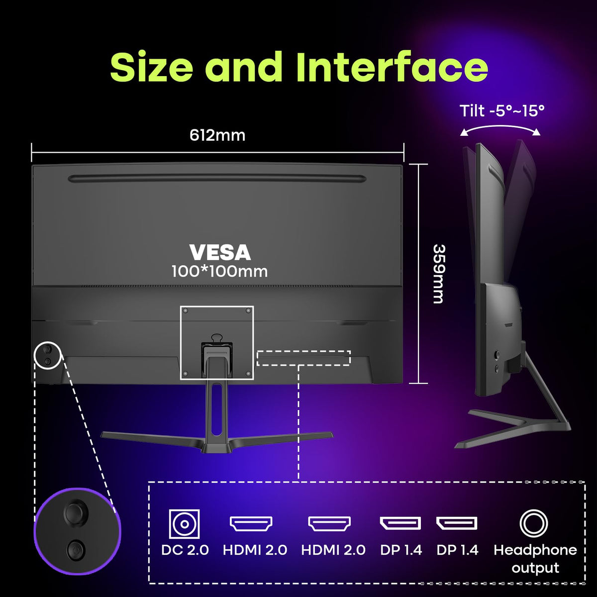 Amzfast 24 Inch 200Hz Gaming Monitor, FHD 1080P Fast IPS, 1ms MPRT, Adaptive Sync, AI-Crosshair, 110% sRGB, HDR, Low Blue Light, HDMI2.0&DP1.4, VESA75x75mm for PC Desktop Laptop PS5 Xbox, G24X1W